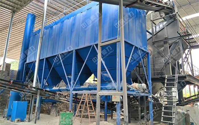 制砂生產線上的除塵器和鋼結構